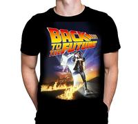 Back to The Future Homme T-Shirt Gothic Print, T-Shirt en Coton Noir, Movie Poster Tee