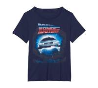Back to The Future Hovering Delorean T-Shirt, Femme Grandes Tailles, Bleu Marine, 5X