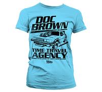 Back To The Future Officiellement sous Licence Doc Marron Time Travel Agency Femme T-Shirt (SkyBleu), Large