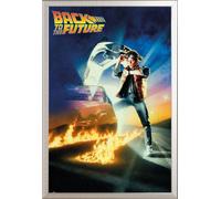 Back To The Future - Poster - Key Art + cadre interchangeable, Shinsuke® Maxi aluminium argenté, vitre acrylique