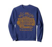 Back to The Future Visit Hill Valley A Nice Place to Live Sweatshirt, Unisexe pour Adultes, Bleu Marine, XL