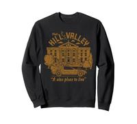 Back to The Future Visit Hill Valley A Nice Place to Live Sweatshirt, Unisexe pour Adultes, Noir, XL