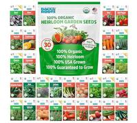 Back to the Roots Heirloom Lot de 30 graines biologiques cultivées aux États-Unis, sans OGM et herbes, fruits et légumes, l'assortiment peut varier, garantie de croissance