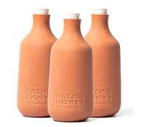 Back to the Roots Lot de 3 Pots Olla en Terre Cuite à arrosage Automatique, 700 ML, fournit 1 Semaine d'arrosage de précision