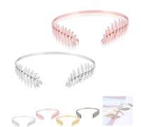 Back-Worn Leaf Metal Headband, Fashion Gold Leaf Back-Worn Goddess Headpieces, Goddess Headpiece for Back-of-Head Wear - Perfect for Weddings (Silver+Pink)