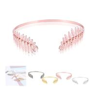 Back-Worn Leaf Metal Headband,Gold Leaf Bridal Wedding Headpiece Fashion Back-Worn Goddess Headpieces,Perfect for Weddings, Proms, Festivals, Bridal Showers & Cosplay (Pink #1)