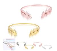 Back-Worn Leaf Metal Headband,Gold Leaf Bridal Wedding Headpiece Fashion Back-Worn Goddess Headpieces,Perfect for Weddings, Proms, Festivals, Bridal Showers & Cosplay (Gold+Pink)