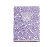 Back2Fun - Cahier enfant brillant à paillettes avec patch en silicone, format 117 x 150 mm, papier épais 100 g/m², pages intérieures à points, 96 feuilles, pour dessiner, écrire et s’amuser, lilas