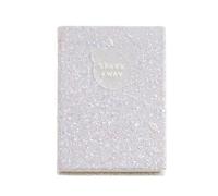 Back2Fun - Cahier enfant brillant à paillettes avec patch en silicone, format 117 x 150 mm, papier épais 100 g/m², pages intérieures à points, 96 feuilles, pour dessiner, écrire et s’amuser, bleu