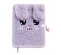 Back2Fun - Journal Secret en Peluche Avec Cadenas, Carnet de Notes Ligné Avec 80 Feuilles, Design Amusant Lapin, Oreilles Qui Montent et Descendent et Détails Brodés