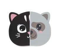 Back2Fun - Lot de 2 cahiers pour enfants en forme de visage d'animal, chaque carnet uni a 34 feuilles et dos cousu, mini carnet de notes, porte-note, porte-nom, chaton et chien