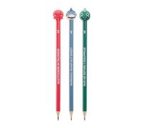 Back2Fun - Lot de 3 Crayons Pour Enfants Ocean Friends, Crayons en Graphite HB Avec Phrases Amusantes, Figurines d’Animaux Marins en Relief, Mine Noire, Papeterie Kawaii Pour l’École