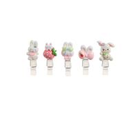Back2Fun - Lot de 5 mini pinces à lapin 3D pour votre bureau, trombones amusants en résine mignonne, matériel scolaire pour la rentrée scolaire