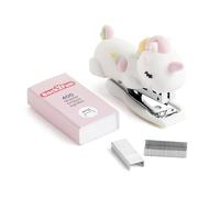 Back2Fun - Mini agrafeuse en caoutchouc souple avec 400 agrafes Nº10, design amusant et compact, cadeau scolaire original, papeterie mignonne pour garçons, filles et utilisation quotidienne à l'école
