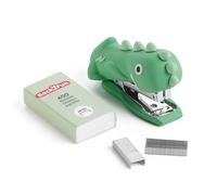 Back2Fun - Mini Agrafeuse Souple avec 400 Agrafes Nº10, Design Compact et Amusant, Papeterie Scolaire pour Enfants, Idée Cadeau, Dino