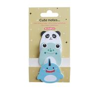 Back2Fun - Mini Notes Adhésives Animaux, 3 Blocs, 60 Feuilles, Sticky Notes Kawaii Portables pour Messages et Étiquettes, Idéales pour Agenda Scolaire et Cahiers, Organisation Ludique, Happy