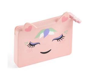 Back2Fun - Porte-Cartes pour Enfants avec Poche Extérieure pour Une Carte De Transport, Étui Polyvalente en Silicone : Clés, Pièces Ou Petits Objets, Oreilles Embossées, Style Kawaii, Licorne