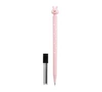 Back2Fun - Porte-mines pour enfants avec lapin sur le dessus, comprend 12 mines 2B, papeterie amusante pour enfants, crayon porte-mine 0,5 mm, conçu pour la trousse scolaire ou pour offrir