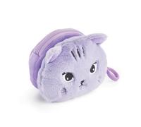 Back2Fun - Porte-monnaie en peluche, Taille 95 x 95 x 60 mm, Tirette en métal, Fermeture éclair, Porte-monnaie avec porte-clés, Matériau polyester effet peluche, Détails brodés, Design chat