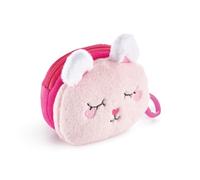 Back2Fun - Porte-Monnaie en Peluche, Taille 95 x 95 x 60 mm, Tirette en métal, Fermeture éclair, Porte-Monnaie avec Porte-clés, Matériau Polyester Effet Peluche, Détails brodés, Design Lapin