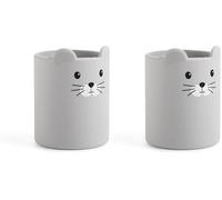 Back2Fun - Pot à crayons enfant en silicone souple | Design animal mignon | Organiseur de bureau multifonction | Fournitures scolaires | Souris (Lot de 2)