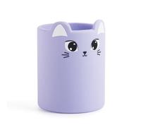 Back2Fun - Pot à crayons enfant en silicone souple | Design animal mignon | Organiseur de bureau multifonction | Fournitures scolaires | Chatte