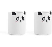 Back2Fun - Pot à crayons enfant en silicone souple | Design animal mignon | Organiseur de bureau multifonction | Fournitures scolaires | Panda (Lot de 2)