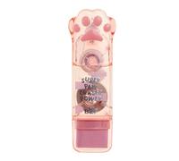 Back2Fun - Ruban correcteur 2 en 1 de 6 m et gomme à effacer, motif patite 3D avec corps transparent et finition holographique, accessoire pour trousse et matériel scolaire, rose
