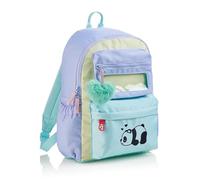 Back2Fun - Sac à dos enfant triple, Double fermeture éclair compartiment principal, Bretelles réglables, Dos rembourré, Poche frontale avec fenêtre en PVC, Tirettes en métal, Sac à dos 17 litres, panda