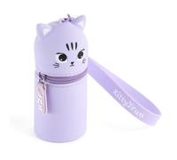 Back2Fun - Sac À Main Avec Porte-Clés Et Mini-Bécher, Étui À Crayons Pour Enfants En Silicone Souple 3 En 1, Crochet En Métal Et Grande Poignée À Suspendre Au Poignet, Étui Ø45 X 115 Mm, Kawaii Chaton