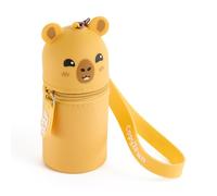 Back2Fun - Sac À Main avec Porte-Clés Et Mini-Bécher, Étui À Crayons pour Enfants en Silicone Souple 3 en 1, Crochet en Métal Et Grande Poignée À Suspendre Au Poignet, Étui Ø45 X 115 Mm, Capybara