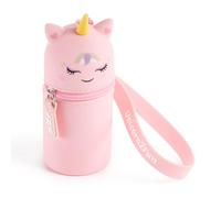 Back2Fun - Sac À Main avec Porte-Clés Et Mini-Bécher, Étui À Crayons pour Enfants en Silicone Souple 3 en 1, Crochet en Métal Et Grande Poignée À Suspendre Au Poignet, Étui Ø45 X 115 Mm, Licorne