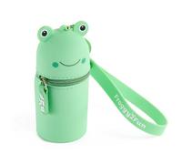 Back2Fun - Sac À Main avec Porte-Clés Et Mini-Bécher, Étui pour Enfants en Silicone Souple 3 en 1, Crochet en Métal Et Grande Poignée À Suspendre Au Poignet, Étui Ø45 X 115 Mm, Kawaii Grenouille