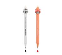 Back2Fun - Stylos effaçables, set de stylos à encre gel, tête en forme d'animal qui monte et bas, pointe 0,7 mm, phrase amusante, encre noire et rouge, zèbre - Reddy