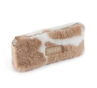 Back2Fun - Trousse en Peluche Douce avec Fermeture éclair et poignée en Silicone, idéale pour Le matériel Scolaire, Le Maquillage ou Les Accessoires, Marron, 212 x 85 x 42 mm, Imprimé Vache Marron