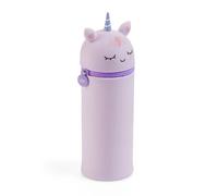 Back2Fun - Trousse Gobelet Licorne en Silicone Étui Scolaire Extensible Fermeture Éclair Mauve