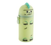Back2Fun - Trousse Scolaire 2 en 1 en Silicone, Dino, Halloween | Pot à Crayons Extensible, Brille dans le Noir, Toucher Doux, Fermeture Éclair, Ø65 x 167 mm, Terrific Monsters