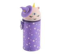 Back2Fun - Trousse Scolaire 2 en 1 en Silicone, Licorne, Halloween | Pot à Crayons Extensible, Brille dans le Noir, Toucher Doux, Fermeture Éclair, Ø65 x 167 mm, Terrific Monsters