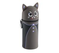 Back2Fun - Trousse scolaire en silicone 2 en 1, chaton, Halloween | Terrific Monsters Trousse de crayons extensible et couvrante, brille dans le noir, toucher doux, fermeture éclair