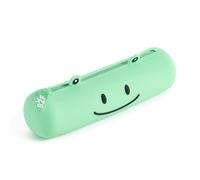 Back2Fun - Trousse scolaire en silicone souple, avec fermeture éclair et tirette, détails en relief, dimensions Ø45 x 185 mm, style Kawaii pour la rentrée scolaire, grenouille