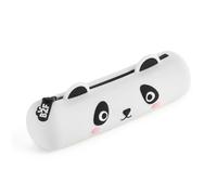 Back2Fun - Trousse scolaire en silicone souple, avec fermeture éclair et tirette, détails en relief, dimensions Ø45 x 185 mm, style Kawaii pour la rentrée scolaire, Panda