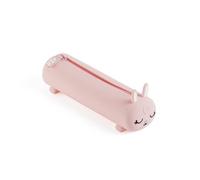 Back2Fun - Trousse Scolaire Plate, Étui Scolaire à Un Compartiment, Porte-Tout en Silicone Souple, Fermeture éclair, Design d’Animaux en Relief, Matériel Scolaire Amusant pour la rentrée, Lapin