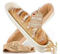 Backefix banneton ovale 44 cm pour baguette | banneton allongé fait main en rotin avec toile en lin | accessoire de cuisson du pain haut de gamme, idéal pour cuire le pain pour les boulangers amateurs