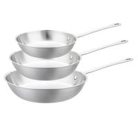 Backen 012200 Serie de 3 Poêles 24/26/28 cm -Tri-ply triple couche -Inox 18/10 Induction, Antiadhésif Naturel, sans PTFE, PFOA,PFAS, Haute Résistance