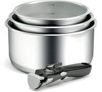 Backen 191199, Set de Casseroles 16,18,20cm, Inox, 4 Pièces, Tous Feux dont Induction, 1poignée amovible, Empilable, Compatible lave-vaisselle, Polyvalence, Gain de place, Garantie 5 ans.