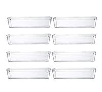 Backerysupply Clear Plastic Drawer Organizer Tray for Vanity Cabinet (9"×3"×2"，Set of 8),Storage Tray for Makeup, Kitchen Utensils, Jewelries, and Gadgets