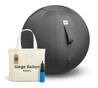 Backerz Ballon-siège ergonomique 55/65/75 cm - housse lin lavable, capacité 110 kg, chaise ballon bureau & yoga