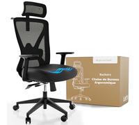 Backerz Chaise de Bureau Ergonomique - Fauteuil Bureau 150kg, TUV & NEN 1335 Certified - Hauteur, Profondeur d'assise et Angle du Dossier Réglables Office Chair Maille Respirante - Noir