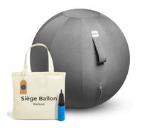 Backerz Siège Ballon 75cm - Balle intérieure PVC Résistante, Capacité 110kg, Caoutchouc, Housse Lin Doux Lavable - Chaise Ballon Ergonomique Bureau & Yoga, pour Bonne Posture - Gris Foncé