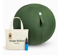 Backerz Siège Ballon 75cm - Balle intérieure PVC Résistante, Capacité 110kg, Caoutchouc, Housse Lin Doux Lavable - Chaise Ballon Ergonomique Bureau & Yoga, pour Bonne Posture - Vert Olive